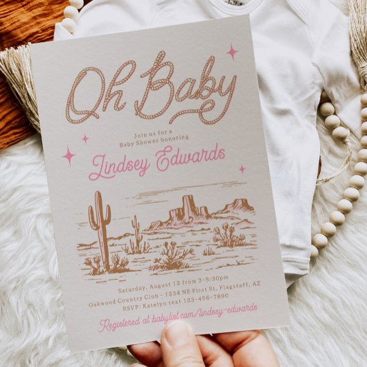 Invitation de Baby shower occidental rose