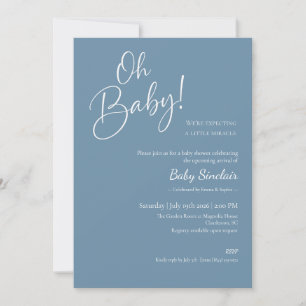 Invitation de Baby Shower Oh Baby Boy Dusty Blue