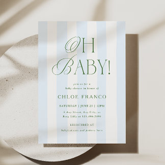 Invitation de Baby Shower Oh Bébé Classique Rayure