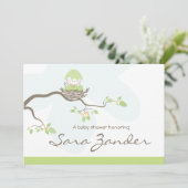 Invitation de Baby shower - Oiseau de bébé neutre (Debout devant)