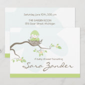 Invitation de Baby shower - Oiseau de bébé neutre (Devant / Derrière)