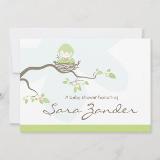Invitation de Baby shower - Oiseau de bébé neutre