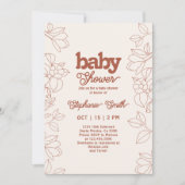Invitation de Baby shower orange brûlé rétro (Devant)
