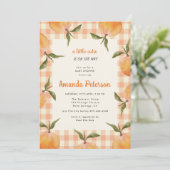Invitation de Baby shower orange de Little Cutie r (Debout devant)
