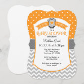 Invitation de Baby shower Orange Grey Polka Dot Ch (Devant / Derrière)