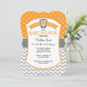 Invitation de Baby shower Orange Grey Polka Dot Ch (Debout devant)