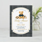 Invitation de baby shower ours de luxe (Debout devant)