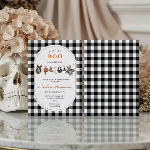 Invitation de baby shower ours Halloween noir et b