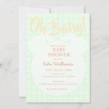Invitation de Baby Shower Ours Vert Clair Orange O