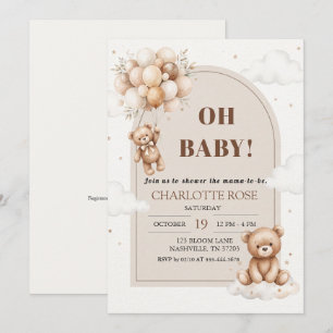 Invitation de baby shower ourson aquarelle