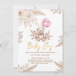 Invitation de Baby Shower Ourson Bohème