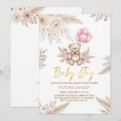 Invitation de Baby Shower Ourson Bohème (Devant / Derrière)