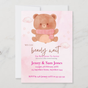 Invitation de baby shower Ourson Rose Personnali