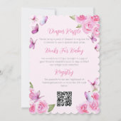 Invitation de Baby Shower Papillon Rose Double Fac (Dos)