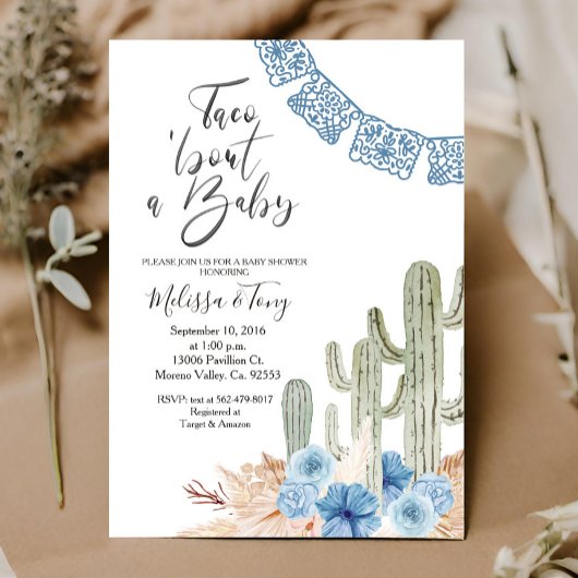 Invitation de Baby Shower Pastel Blue Taco 'bout L