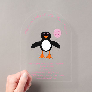 Invitation de Baby Shower personnalisée Pingouin B