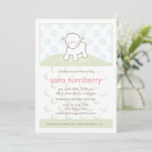 Invitation de baby shower - petit agneau (Debout devant)