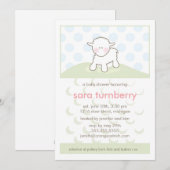 Invitation de baby shower - petit agneau (Devant / Derrière)