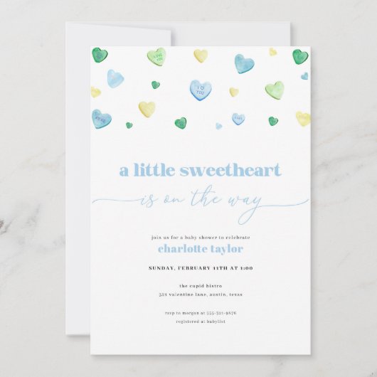 Invitation de Baby shower petit amoureux (Devant)