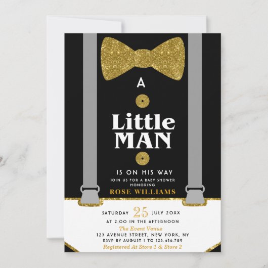 invitation de baby shower petit homme (Devant)