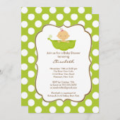 Invitation de baby shower peu de fille de cosse de (Devant / Derrière)