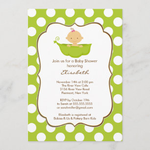 Invitation de baby shower peu de fille de cosse de
