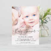 Invitation de Baby shower photo personnalisée (Debout devant)