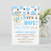 Invitation de Baby shower - Pinceau de couches ble (Debout devant)