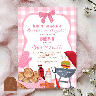 Invitation de baby shower Pink Gingham Plaid BabyQ