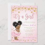 Invitation de Baby shower Pink Gold African Americ (Devant)