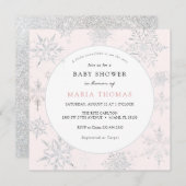 Invitation de Baby shower Pink Little Snowflake (Devant / Derrière)