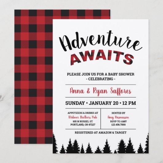 Invitation de Baby shower Plaid - Attente d'aventu (Devant / Derrière)