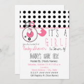 Invitation de baby shower - point rose de Pin et (Devant / Derrière)