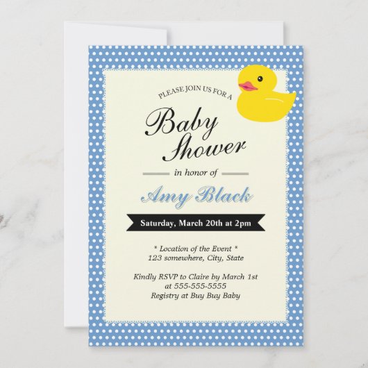 Invitation de Baby shower Pois en caoutchouc (Devant)