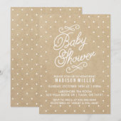 Invitation de Baby shower Pois en papier Kraft (Devant / Derrière)