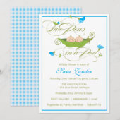 Invitation de baby shower - pois jumeau de garçons (Devant / Derrière)