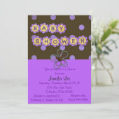 Invitation de Baby shower Pois pourpre (Debout devant)