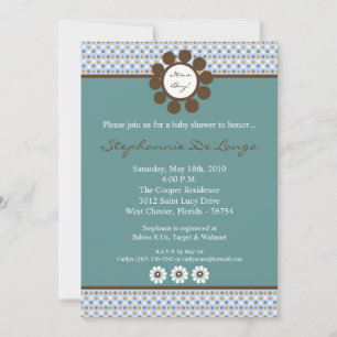 Invitation de Baby shower PolkaDot bleu 5x7