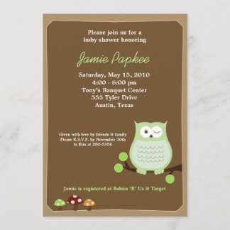 Invitation de Baby shower Pop Owl Nature 5x7