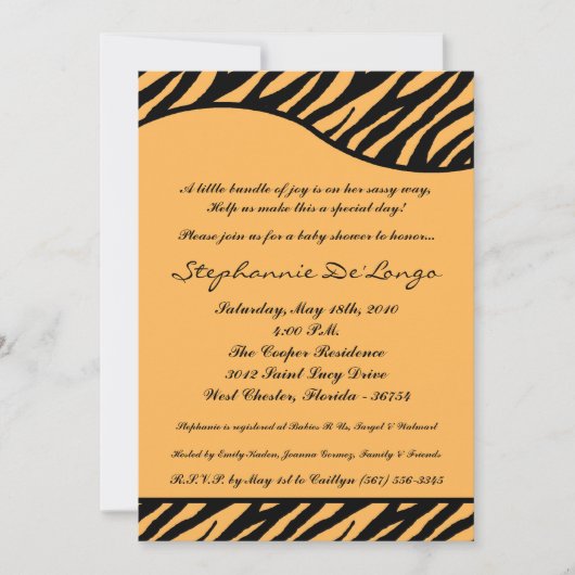 Invitation de Baby shower Poster de animal de tigr (Devant)