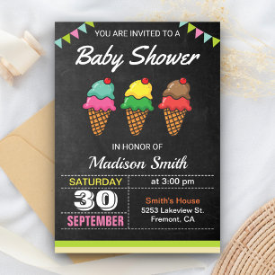 Invitation de baby shower pour bébé à glace coloré