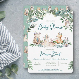 Invitation de baby shower pour bébé en forêt avec