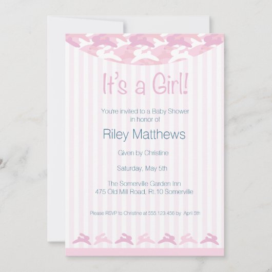 Invitation de Baby shower pour bébé fille (Devant)