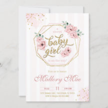 Invitation de Baby shower pour bébé fille