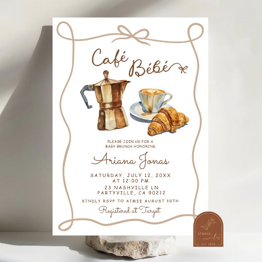 Invitation de Baby Shower pour Brunch de Bébé Café