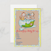 Invitation de baby shower pour des triplets (Devant / Derrière)