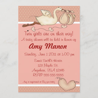 invitation de baby shower pour filles jumelles