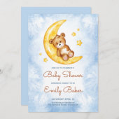 Invitation de Baby Shower pour Garçon avec Ours en (Devant / Derrière)