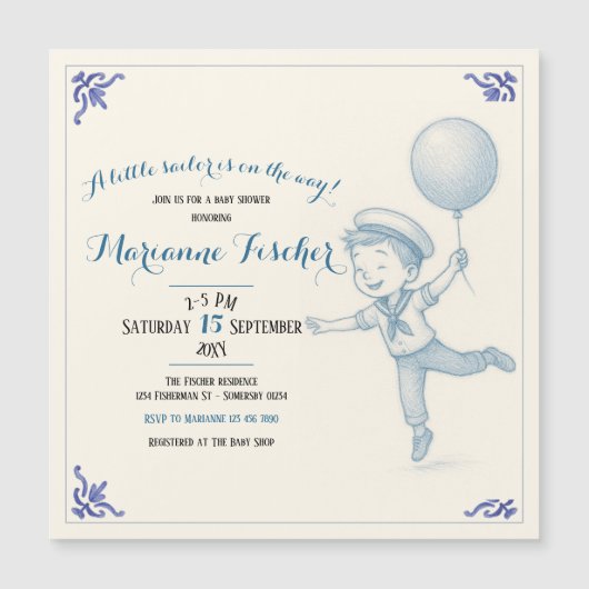 Invitation de Baby Shower pour Garçon sur le thème (Devant)