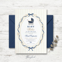 Invitation de baby shower pour landau de bébé avec
